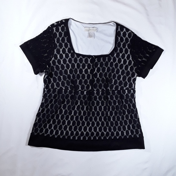 Requirements Tops - Requirements Black Lace White Lining Blouse Top Requirements Tops - Requirements Black Lace White Lining Blouse Top